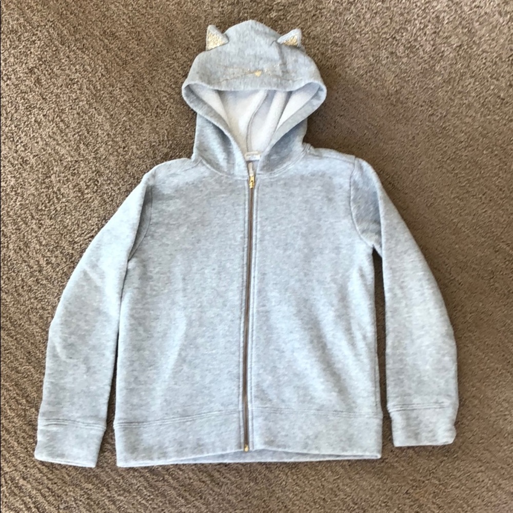 CrewCuts cat ear zip up hoodie
